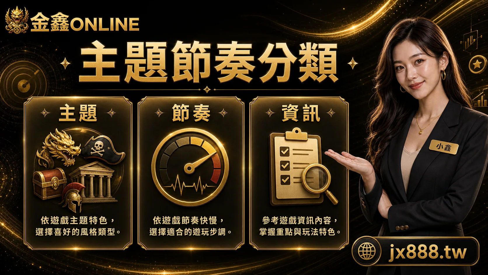 金鑫ONLINE 主題節奏分類 小鑫說明圖