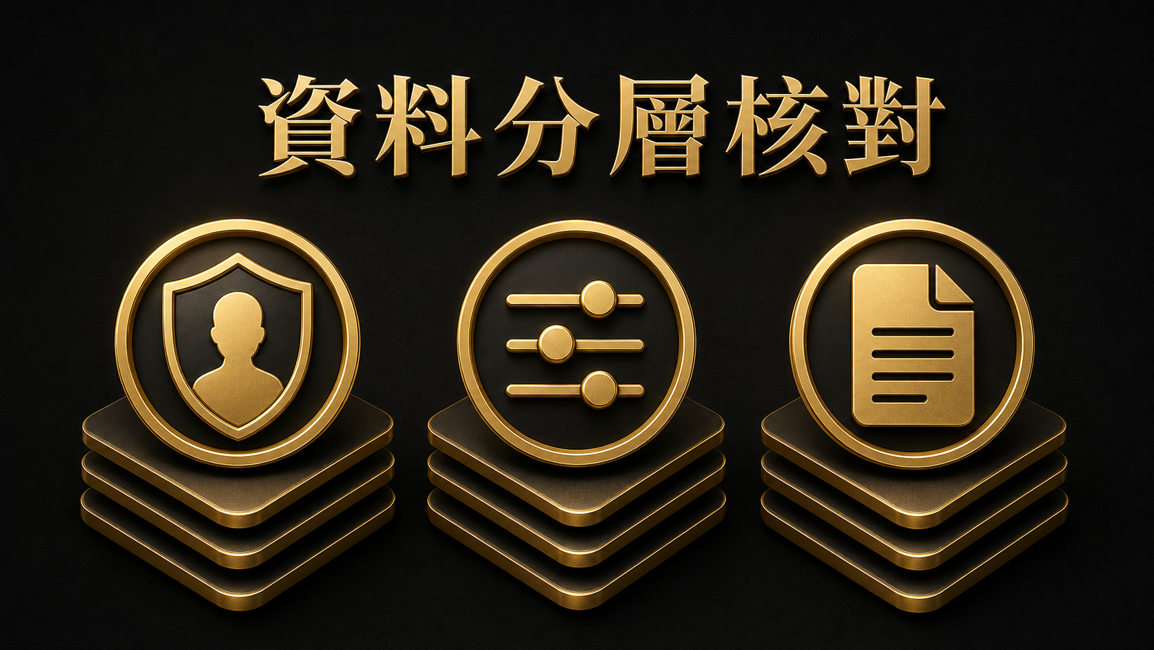 資料分層核對的身分、設定與紀錄示意圖
