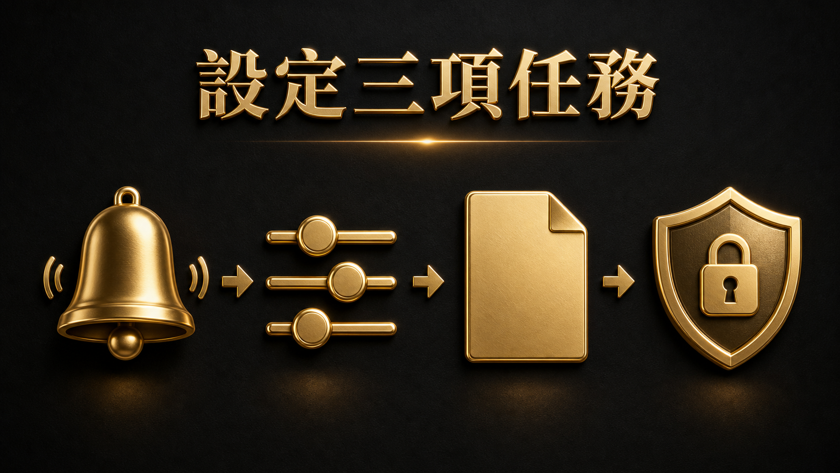 設定三項任務的通知、控制、條款與保護示意圖