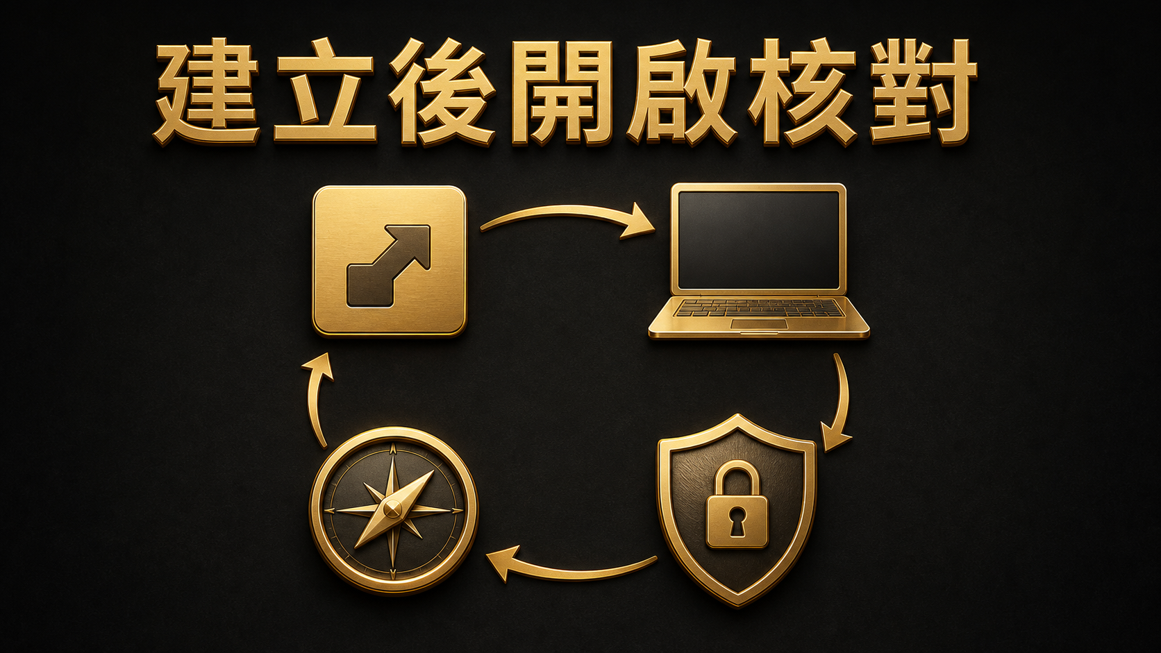 建立後開啟核對的捷徑、裝置與隱私示意圖