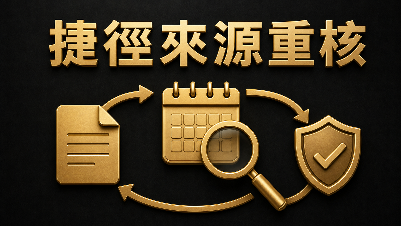 捷徑來源重核的文件、日期與驗證示意圖